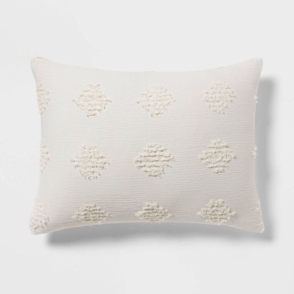 Threshold - Full/Queen Tufted Diamond Crinkle Duvet Cover and  Ivory - Picture 4 of 4